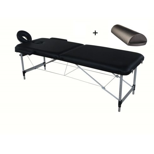 Extra-könnyű ALU 2 masszázságy ÉRTÉKCSÖKKENT kis hibás termék  AJÁNDÉK FÉLHENGERPÁRNÁVAL 196 x 70 cm - FEKETE
