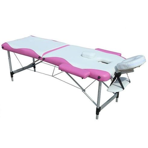 Extra-könnyű ALU 2 zónás masszázságy vastag szivacsozással 196 x 70 cm - FEHÉR-RÓZSASZÍN 