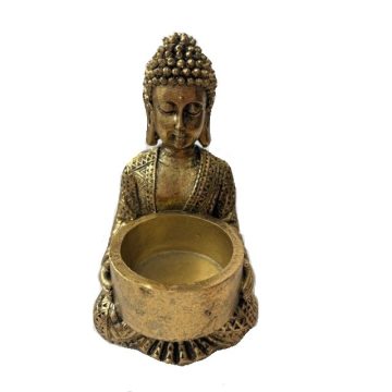 Buddha ülő szobor MÉCSESTARTÓ 12 cm - ARANY szín