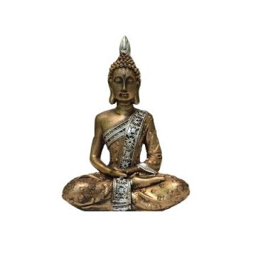 Buddha ülő szobor 20 cm - EZÜST szín