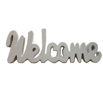 WELCOME - BARNA dekor felirat fából  - 11 cm