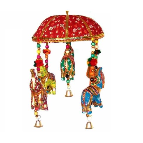 Indiai tradícionális ELEFÁNTOS függődísz SZERENCSEHOZÓ, pozitivitást sugárzó - PIROS 