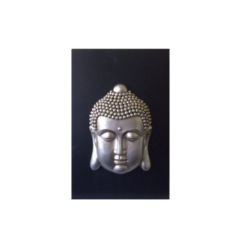 Domború falikép ezüst színű Buddha mintával - NAGY MÉRETŰ 46 x 30 cm