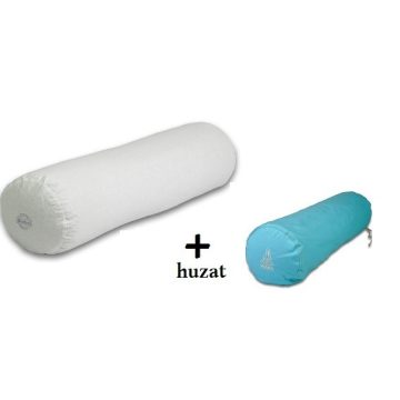   PRANA HENGER ÉS HUZAT SZETT polisztiroltöltetű YOGA NAGY hengerpárnával 70 x 20 cm - TÜRKIZ