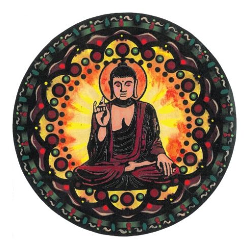 Mandala MÁGNES 9 cm - BUDDHA, TISZTÁNLÁTÁST, MEGÉRTÉST FEJLESZTŐ