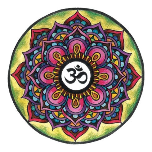 Mandala MÁGNES 9 cm - AUM, MEGVILÁGOSODÁSHOZ VEZETŐ