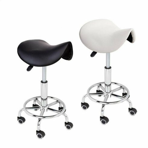Nyerges, gurulós kozmetikai forgószék fém lábbal - FEHÉR