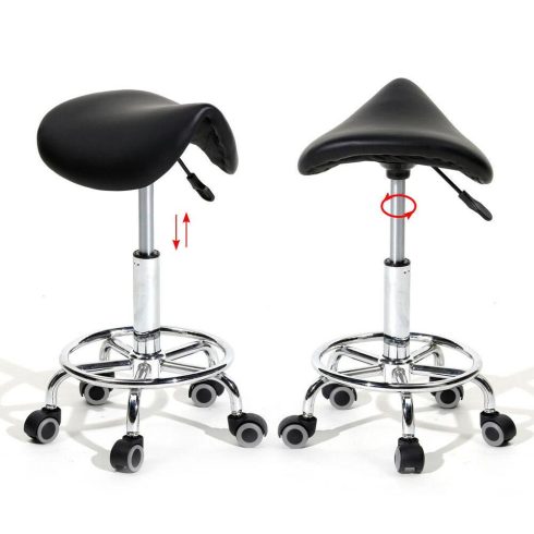 Nyerges, gurulós kozmetikai forgószék fém lábbal - FEHÉR