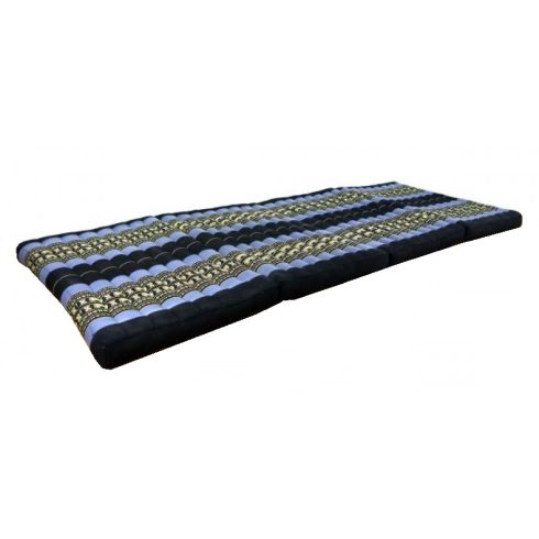 Hajtható thai matrac 200 x 80 cm FEKETE-KÉK-ELEFÁNTMINTÁS -80 cm