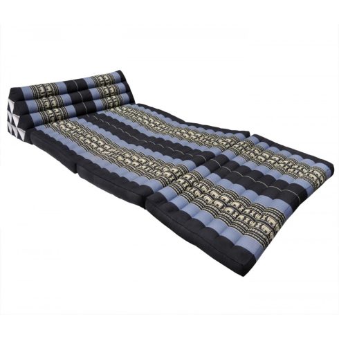 THAI MASSZÁZS MATRAC HÁRÖMSZÖG alakú hajtható - FEKETE-KÉK-ELEFÁMTMINTÁS