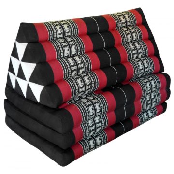   THAI MASSZÁZS MATRAC HÁRÖMSZÖG alakú hajtható - FEKETE-PIROS-ELEFÁMTMINTÁS