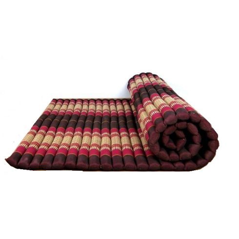 XXL Thai masszázs matrac tekerhető BORDÓ-PIROS-PÁLMAMINTÁS -110 cm