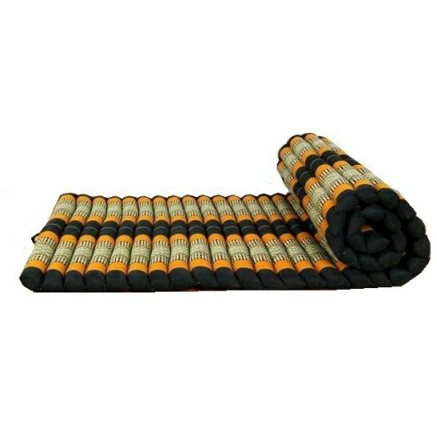XXL Thai masszázs matrac tekerhető  FEKETE-NARANCS-PÁLMAMINTÁS- 110 cm