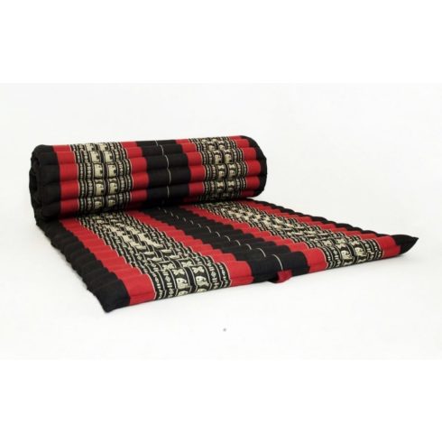 XXL Thai masszázs matrac tekerhető FEKETE-PIROS-ELEFÁNTMINTÁS -110 cm