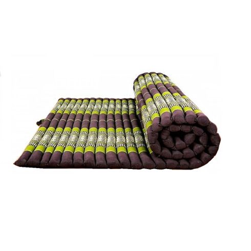 Thai masszázs matrac TEKERHETŐ, BARNA-ZÖLD-PÁLMAMINTÁS -75 cm
