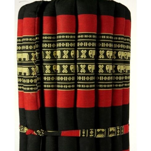 Thai masszázs matrac TEKERHETŐ, FEKETE-PIROS-ELEFÁNTMINTÁS -75 cm